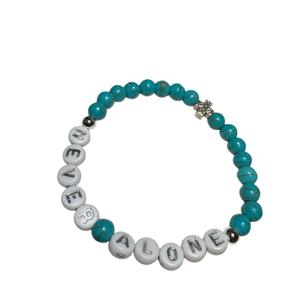 Turquoise and White Beaded Bracelet